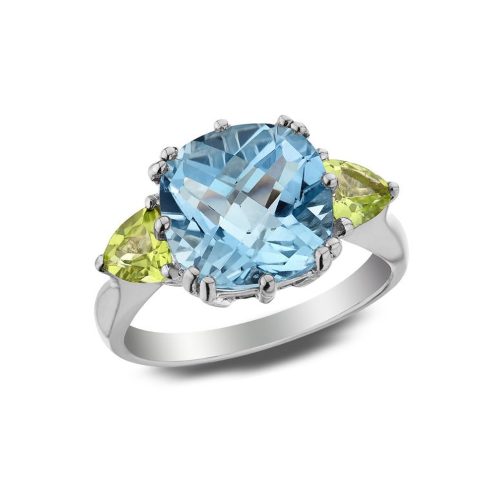 Blue Topaz & Peridot Sterling Silver Woman Ring